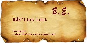 Bálint Edit névjegykártya